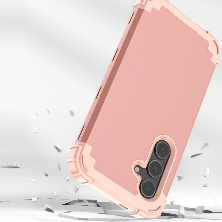 For Samsung Galaxy S24 5G 3 in 1 Silicone Hybrid PC Shockproof Phone Case(Rose Gold) - Galaxy S24 5G Cases by PMC TechLife | Online Shopping South Africa | PMC TechLife