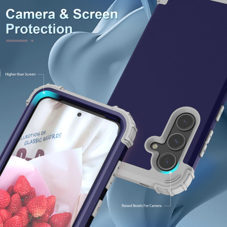 For Samsung Galaxy S24 5G 3 in 1 Silicone Hybrid PC Shockproof Phone Case(Blue) - free shipping - PMC TechLife - Order now!