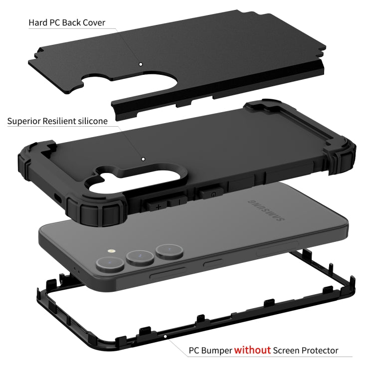 For Samsung Galaxy S24+ 5G 3 in 1 Silicone Hybrid PC Shockproof Phone Case(Black) - Galaxy S24+ 5G Cases by PMC TechLife | Online Shopping South Africa | PMC TechLife