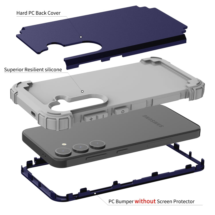 For Samsung Galaxy S24+ 5G 3 in 1 Silicone Hybrid PC Shockproof Phone Case(Blue) - Galaxy S24+ 5G Cases by PMC TechLife | Online Shopping South Africa | PMC TechLife