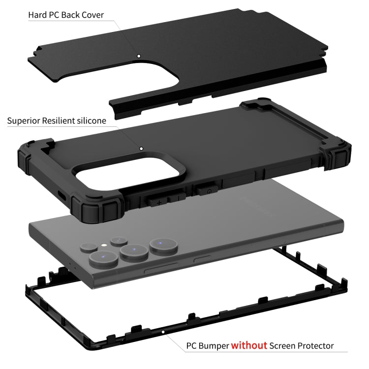 For Samsung Galaxy S24 Ultra 5G 3 in 1 Silicone Hybrid PC Shockproof Phone Case(Black) - Galaxy S24 Ultra 5G Cases by PMC TechLife | Online Shopping South Africa | PMC TechLife