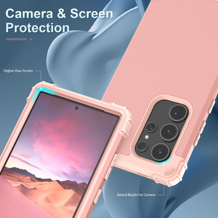 For Samsung Galaxy S24 Ultra 5G 3 in 1 Silicone Hybrid PC Shockproof Phone Case(Rose Gold) - Galaxy S24 Ultra 5G Cases by PMC Jewellery | Online Shopping South Africa | PMC Jewellery