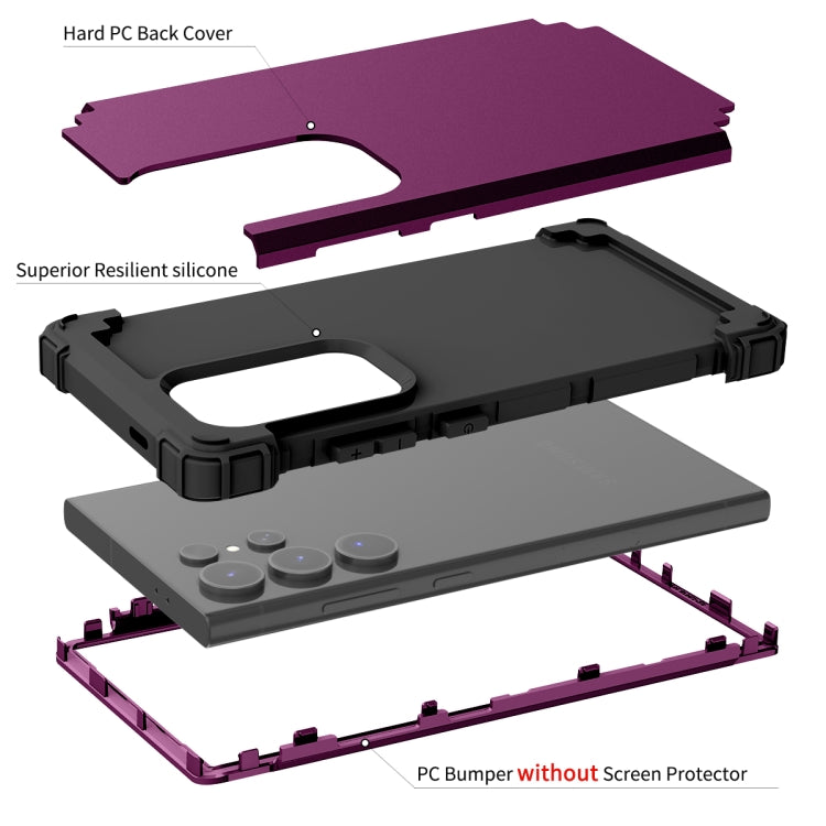 For Samsung Galaxy S24 Ultra 5G 3 in 1 Silicone Hybrid PC Shockproof Phone Case(Dark Purple) - Galaxy S24 Ultra 5G Cases by PMC Jewellery | Online Shopping South Africa | PMC Jewellery