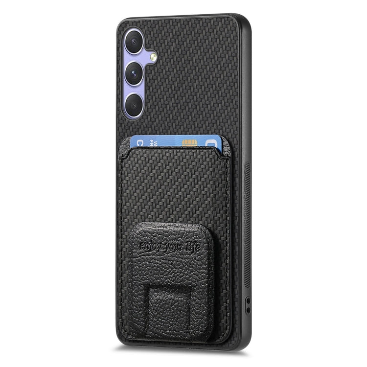 For Samsung Galaxy S25 Ultra 5G Carbon Fiber Card Bag Fold Stand Phone Case(Black) - Galaxy S25 Ultra 5G Cases by PMC Jewellery | Online Shopping South Africa | PMC Jewellery | Buy Now Pay Later Mobicred