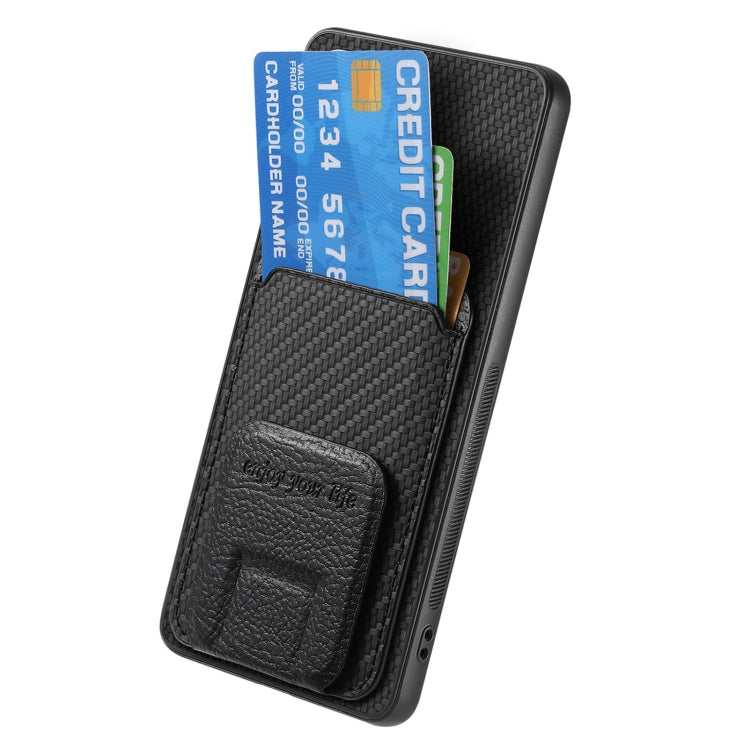 For Samsung Galaxy S25 Ultra 5G Carbon Fiber Card Bag Fold Stand Phone Case(Black) - Galaxy S25 Ultra 5G Cases by PMC Jewellery | Online Shopping South Africa | PMC Jewellery | Buy Now Pay Later Mobicred