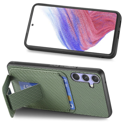 For Samsung Galaxy S25 Ultra 5G Carbon Fiber Card Bag Fold Stand Phone Case(Green) - Galaxy S25 Ultra 5G Cases by PMC Jewellery | Online Shopping South Africa | PMC Jewellery | Buy Now Pay Later Mobicred