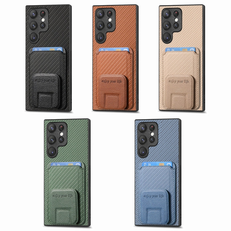 For Samsung Galaxy A25 Carbon Fiber Card Bag Fold Stand Phone Case(Green) - free shipping - PMC TechLife - Order now!