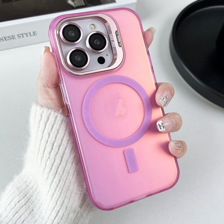For iPhone 14 Pro MagSafe Lens Holder PC Hybrid TPU Phone Case(Pink) - iPhone 14 Pro Cases by PMC TechLife | Online Shopping South Africa | PMC TechLife