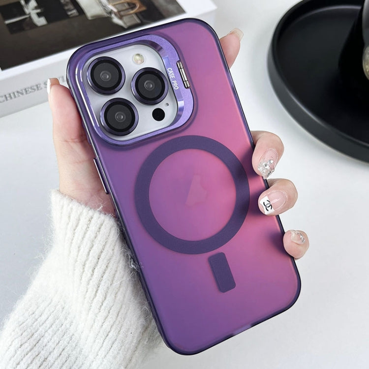 For iPhone 14 Pro Max MagSafe Lens Holder PC Hybrid TPU Phone Case(Purple) - iPhone 14 Pro Max Cases by PMC TechLife | Online Shopping South Africa | PMC TechLife