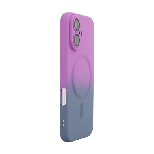 For iPhone 16 Plus ENKAY Hat-Prince MagSafe Rainbow Gradient Silicone Phone Case with Lens Film(Purple Blue) - iPhone 16 Plus Cases by ENKAY | Online Shopping South Africa | PMC Jewellery | Buy Now Pay Later Mobicred