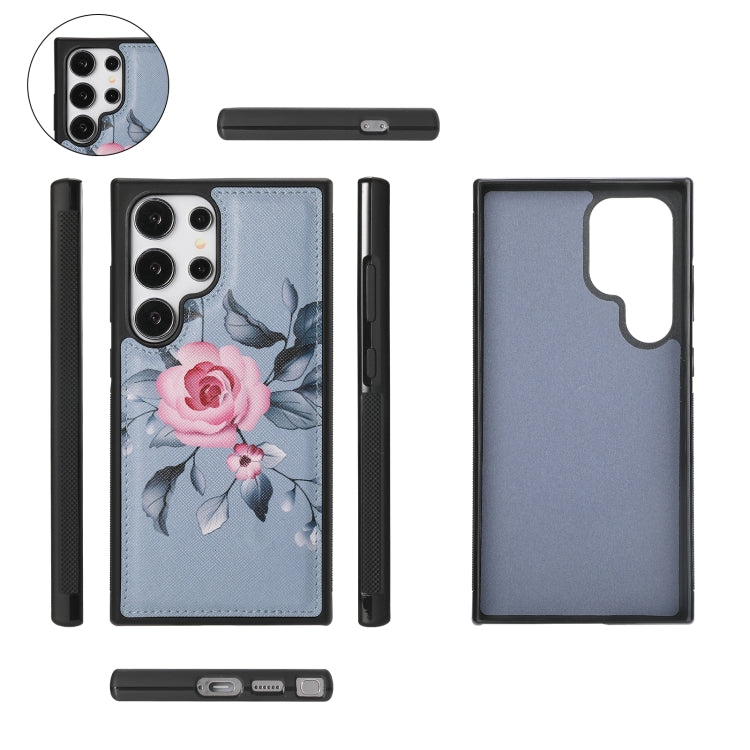 For Samsung Galaxy S24 5G Flower Multi-functional Crossbody Zipper Wallet Leather Phone Case(Blue) - Galaxy S24 5G Cases by PMC Jewellery | Online Shopping South Africa | PMC Jewellery | Buy Now Pay Later Mobicred