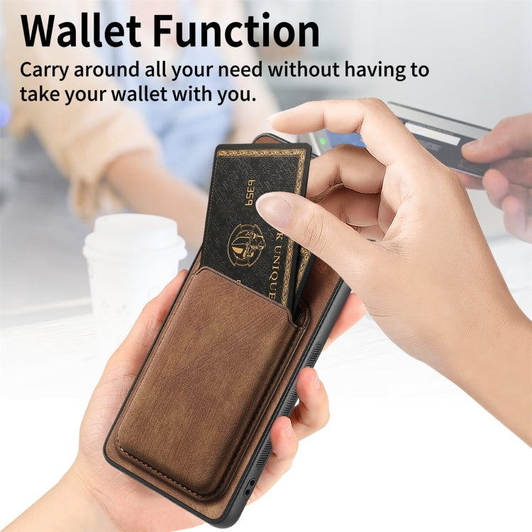 For Samsung Galaxy S23 FE 5G Retro Leather Card Bag Magnetic Phone Case(Brown) - Galaxy S23 FE 5G Cases by PMC TechLife | Online Shopping South Africa | PMC TechLife