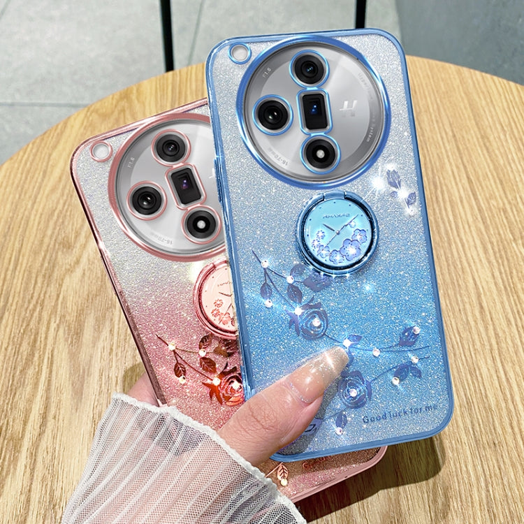 For OPPO Find X7 Gradient Glitter Immortal Flower Ring All-inclusive Phone Case(Blue) - Find X7 Cases by PMC TechLife | Online Shopping South Africa | PMC TechLife | Buy Now Pay Later Mobicred