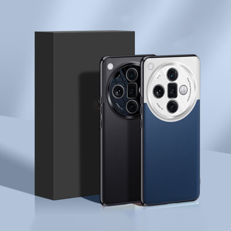 For OPPO  Find X7 Ultra Plain-leather All-inclusive Shockproof Phone Case(Blue) - Find X7 Ultra Cases by PMC TechLife | Online Shopping South Africa | PMC TechLife | Buy Now Pay Later Mobicred