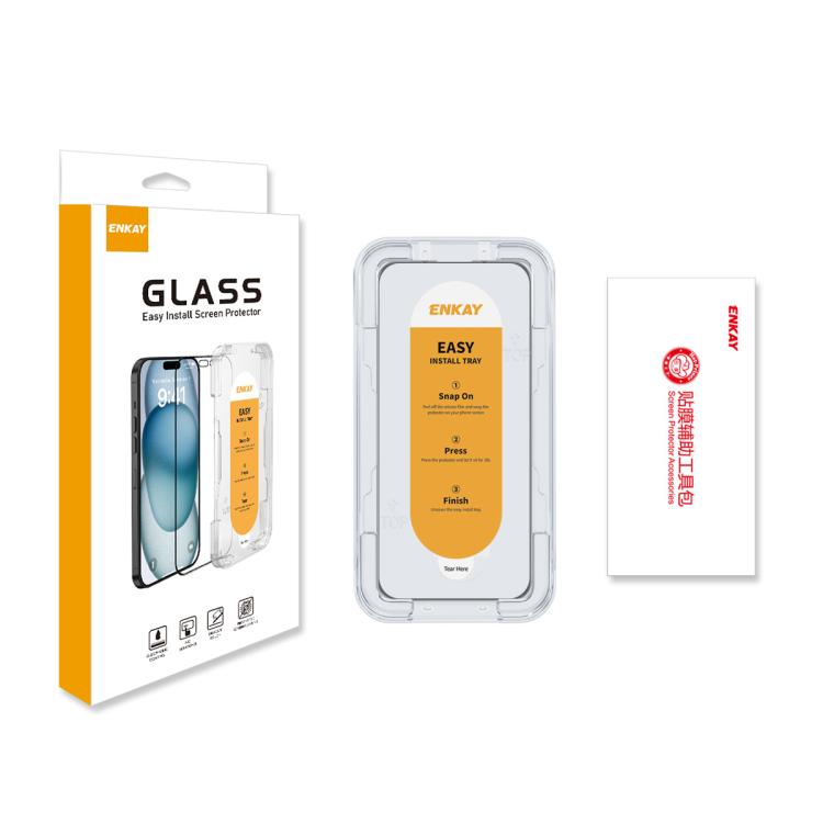 For iPhone 15 Pro ENKAY Easy Install High Alumina Silicon Full Glass Film - iPhone 15 Pro Tempered Glass by ENKAY | Online Shopping South Africa | PMC Jewellery | Buy Now Pay Later Mobicred