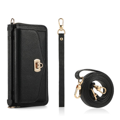 For Samsung Galaxy S24 Ultra 5G Crossbody Multi-functional Zipper Wallet Litchi Leather Phone Case(Black) - Galaxy S24 Ultra 5G Cases by PMC Jewellery | Online Shopping South Africa | PMC Jewellery | Buy Now Pay Later Mobicred