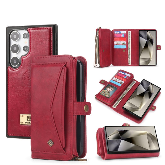 For Samsung Galaxy S24+ 5G Multi-functional Zipper Wallet Leather Phone Case(Red) - Galaxy S24+ 5G Cases by PMC Jewellery | Online Shopping South Africa | PMC Jewellery | Buy Now Pay Later Mobicred