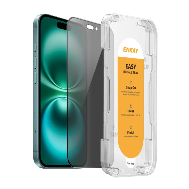 For iPhone 16 ENKAY Easy Install Anti-peeping Privacy Full Screen Tempered Glass Film - free shipping - PMC Jewellery - Order now!