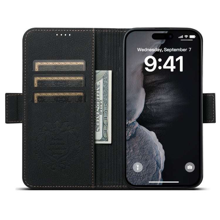 For iPhone 12 / 12 Pro SUTENI J07 Multifunctional Horizontal Flip Magsafe Leather Phone Case(Black) - iPhone 12 / 12 Pro Cases by Suteni | Online Shopping South Africa | PMC Jewellery | Buy Now Pay Later Mobicred