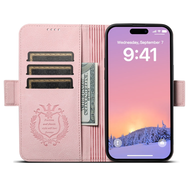 For iPhone 12 / 12 Pro SUTENI J07 Multifunctional Horizontal Flip Magsafe Leather Phone Case(Pink) - iPhone 12 / 12 Pro Cases by Suteni | Online Shopping South Africa | PMC Jewellery | Buy Now Pay Later Mobicred