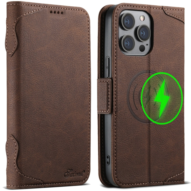 For iPhone 13 Pro SUTENI J07 Multifunctional Horizontal Flip Magsafe Leather Phone Case(Brown) - free shipping - PMC Jewellery - Order now!