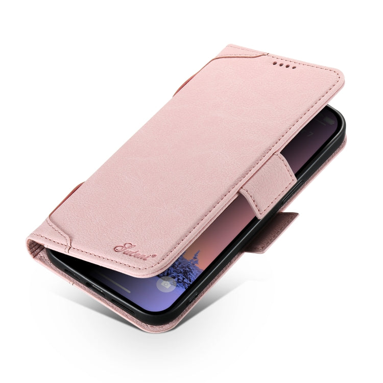 For iPhone 13 Pro SUTENI J07 Multifunctional Horizontal Flip Magsafe Leather Phone Case(Pink) - iPhone 13 Pro Cases by Suteni | Online Shopping South Africa | PMC Jewellery | Buy Now Pay Later Mobicred