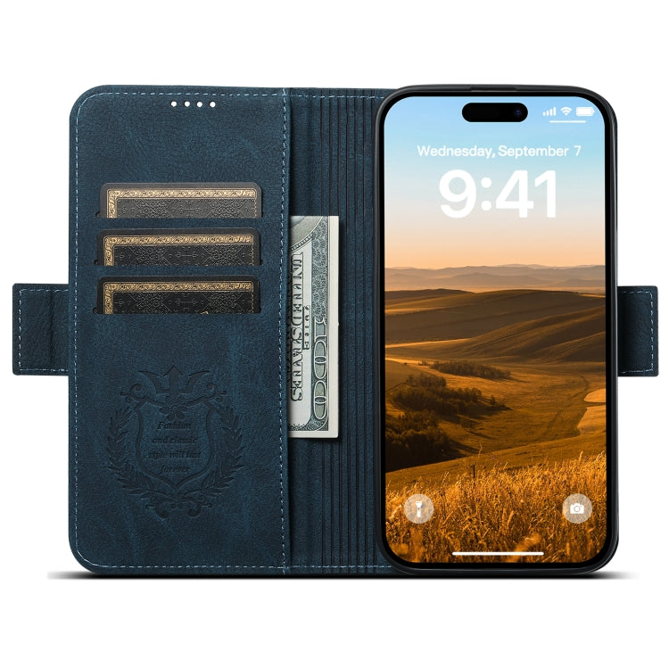 For iPhone 14 Plus SUTENI J07 Multifunctional Horizontal Flip Magsafe Leather Phone Case(Blue) - free shipping - PMC Jewellery - Order now!