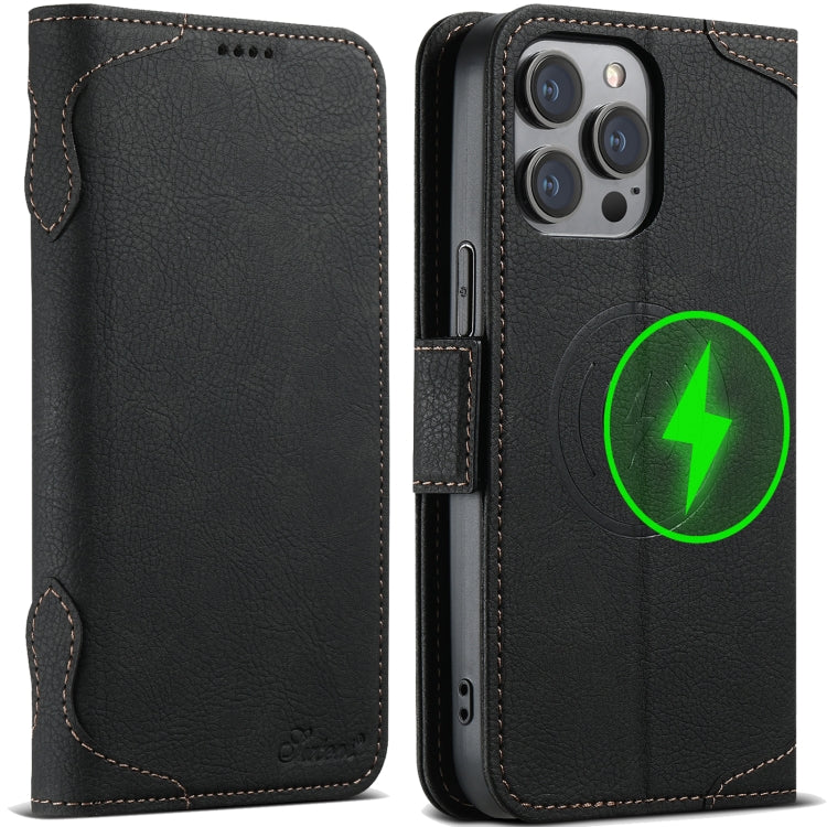 For iPhone 15 Pro SUTENI J07 Multifunctional Horizontal Flip Magsafe Leather Phone Case(Black) - free shipping - PMC Jewellery - Order now!