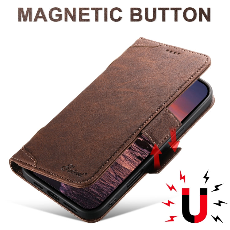 For iPhone 16 Pro Max SUTENI J07 Multifunctional Horizontal Flip Magsafe Leather Phone Case(Brown) - free shipping - PMC Jewellery - Order now!
