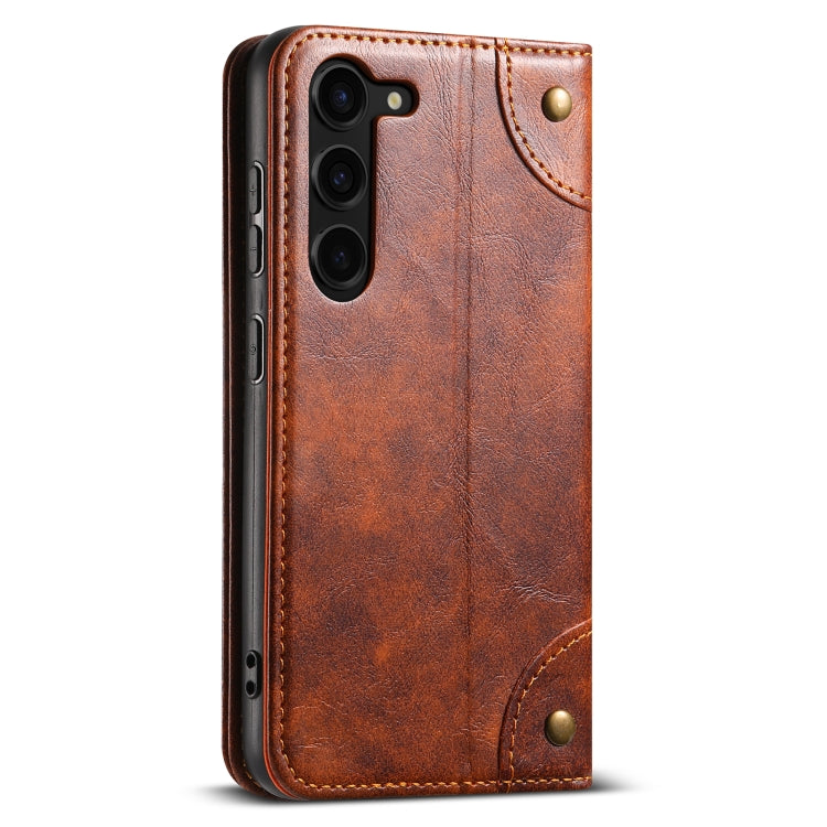 For Samsung Galaxy S24 5G Suteni Baroque Calf Texture Buckle Wallet Leather Phone Case(Khaki) - Galaxy S24 5G Cases by Suteni | Online Shopping South Africa | PMC Jewellery | Buy Now Pay Later Mobicred