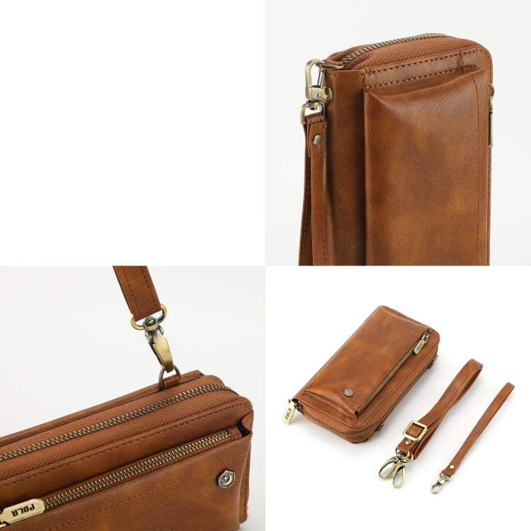 For Samsung Galaxy S24 Ultra 5G Crossbody Multi-functional Zipper Wallet Leather Phone Case(Brown) - free shipping - PMC Jewellery - Order now!