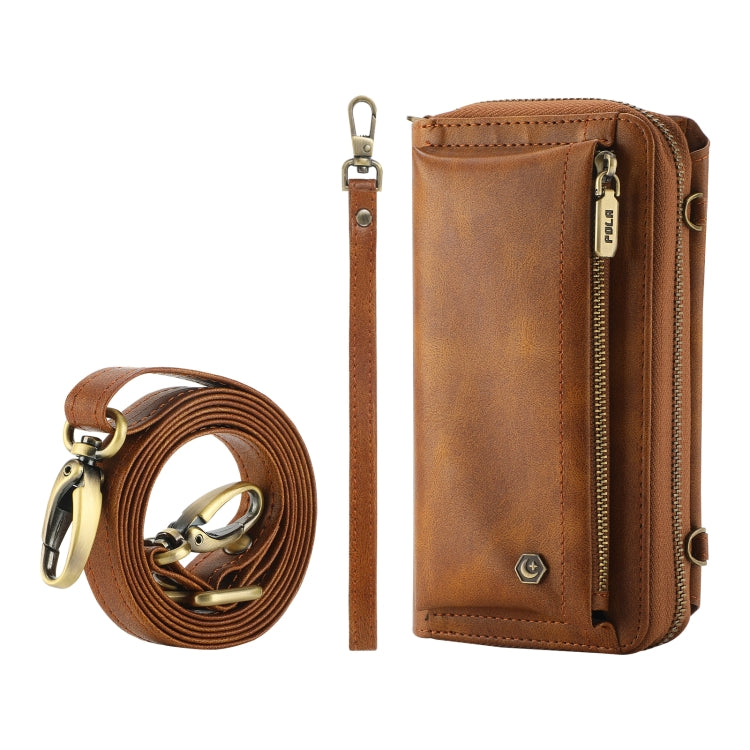 For Samsung Galaxy S24 Ultra 5G Crossbody Multi-functional Zipper Wallet Leather Phone Case(Brown) - free shipping - PMC Jewellery - Order now!