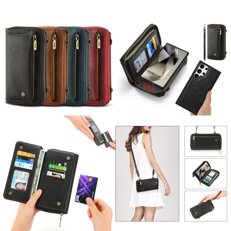 For Samsung Galaxy S24 5G Crossbody Multi-functional Zipper Wallet Leather Phone Case(Green) - Galaxy S24 5G Cases by PMC Jewellery | Online Shopping South Africa | PMC Jewellery | Buy Now Pay Later Mobicred