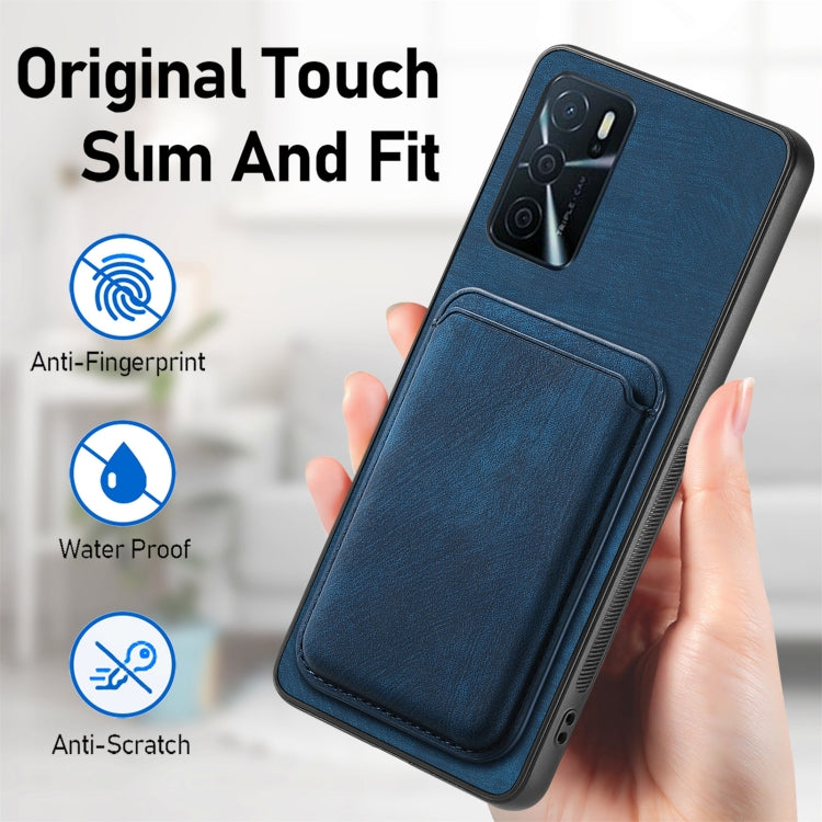For OPPO A58 4G Retro Leather Card Bag Magnetic Phone Case(Blue) - OPPO Cases by PMC TechLife | Online Shopping South Africa | PMC TechLife | Buy Now Pay Later Mobicred