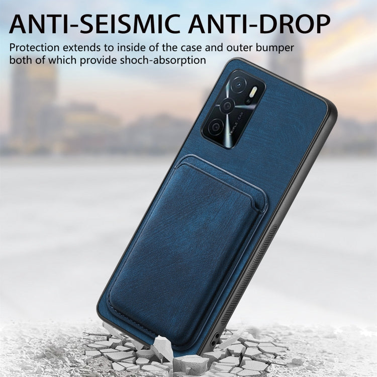 For OPPO A78 4G Retro Leather Card Bag Magnetic Phone Case(Blue) - OPPO Cases by PMC TechLife | Online Shopping South Africa | PMC TechLife | Buy Now Pay Later Mobicred