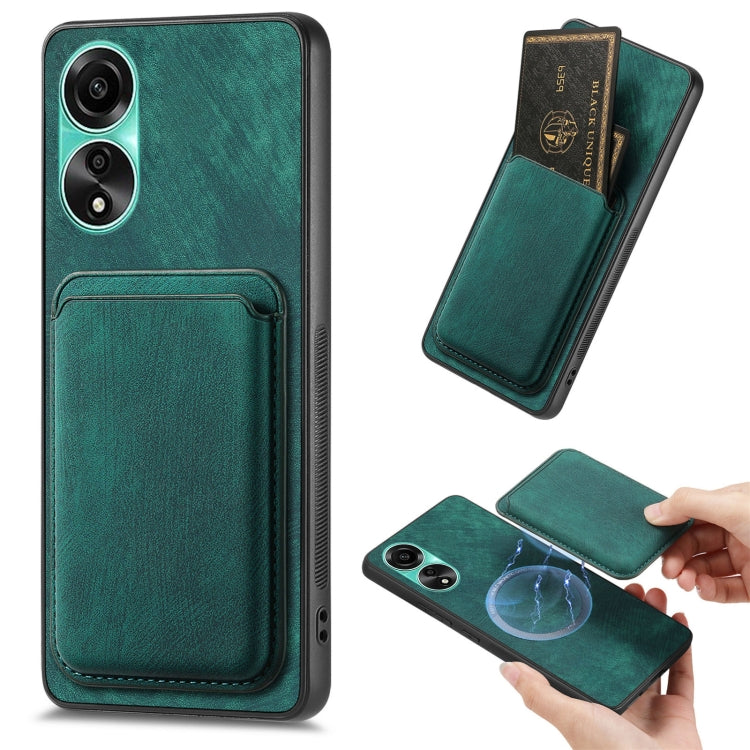 For OPPO A78 4G Retro Leather Card Bag Magnetic Phone Case(Green) - OPPO Cases by PMC TechLife | Online Shopping South Africa | PMC TechLife | Buy Now Pay Later Mobicred