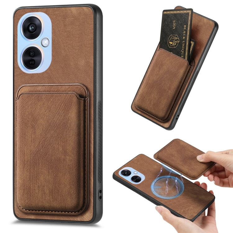 For OPPO K11X 5G Retro Leather Card Bag Magnetic Phone Case(Brown) - free shipping - PMC TechLife - Order now!