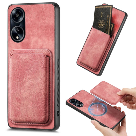 For OPPO A1 5G Retro Leather Card Bag Magnetic Phone Case(Pink) - OPPO Cases by PMC Jewellery | Online Shopping South Africa | PMC Jewellery | Buy Now Pay Later Mobicred