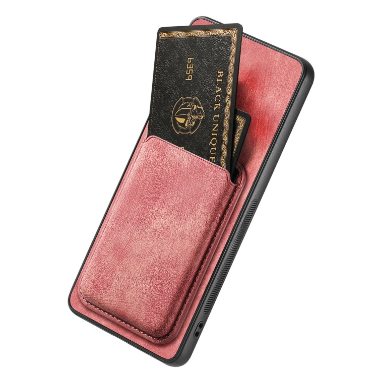 For OPPO Reno8 T 4G Retro Leather Card Bag Magnetic Phone Case(Pink) - OPPO Cases by PMC Jewellery | Online Shopping South Africa | PMC Jewellery | Buy Now Pay Later Mobicred