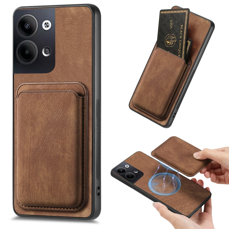 For OPPO Reno9 5G Retro Leather Card Bag Magnetic Phone Case(Brown) - OPPO Cases by PMC TechLife | Online Shopping South Africa | PMC TechLife | Buy Now Pay Later Mobicred