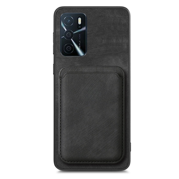 For OPPO Reno9 5G Retro Leather Card Bag Magnetic Phone Case(Black) - OPPO Cases by PMC Jewellery | Online Shopping South Africa | PMC Jewellery | Buy Now Pay Later Mobicred