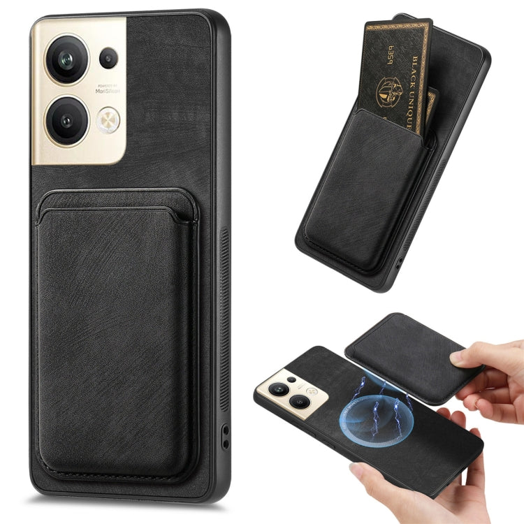 For OPPO Reno9 Pro+ 5G Retro Leather Card Bag Magnetic Phone Case(Black) - OPPO Cases by PMC TechLife | Online Shopping South Africa | PMC TechLife | Buy Now Pay Later Mobicred