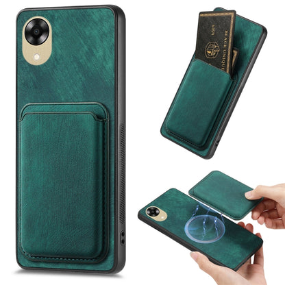 For OPPO A17K Retro Leather Card Bag Magnetic Phone Case(Green) - OPPO Cases by PMC Jewellery | Online Shopping South Africa | PMC Jewellery | Buy Now Pay Later Mobicred