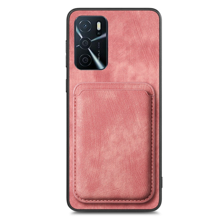 For OPPO A17 Retro Leather Card Bag Magnetic Phone Case(Pink) - OPPO Cases by PMC TechLife | Online Shopping South Africa | PMC TechLife | Buy Now Pay Later Mobicred