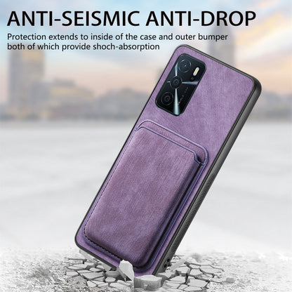 For OPPO A17 Retro Leather Card Bag Magnetic Phone Case(Purple) - OPPO Cases by PMC Jewellery | Online Shopping South Africa | PMC Jewellery | Buy Now Pay Later Mobicred