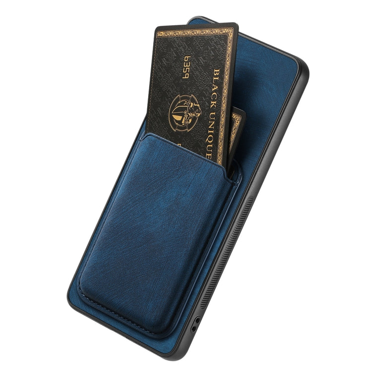 For OPPO A57 4G Retro Leather Card Bag Magnetic Phone Case(Blue) - OPPO Cases by PMC TechLife | Online Shopping South Africa | PMC TechLife | Buy Now Pay Later Mobicred