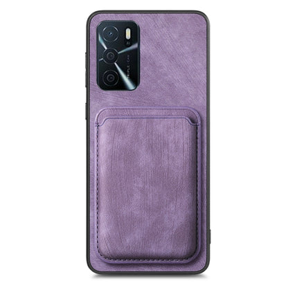 For OPPO A57 5G Retro Leather Card Bag Magnetic Phone Case(Purple) - OPPO Cases by PMC Jewellery | Online Shopping South Africa | PMC Jewellery | Buy Now Pay Later Mobicred