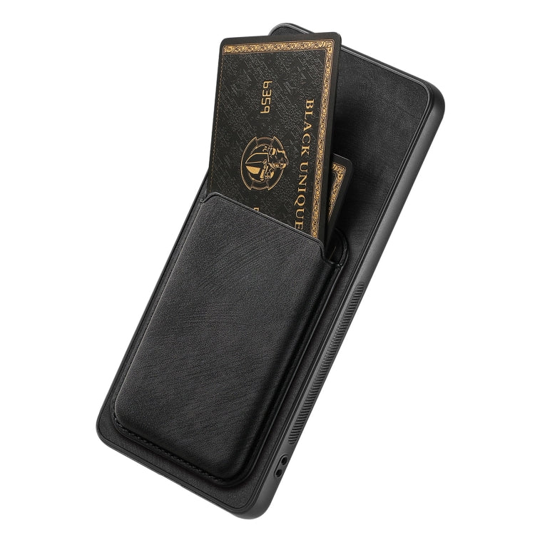 For OPPO A57 5G Retro Leather Card Bag Magnetic Phone Case(Black) - OPPO Cases by PMC TechLife | Online Shopping South Africa | PMC TechLife | Buy Now Pay Later Mobicred