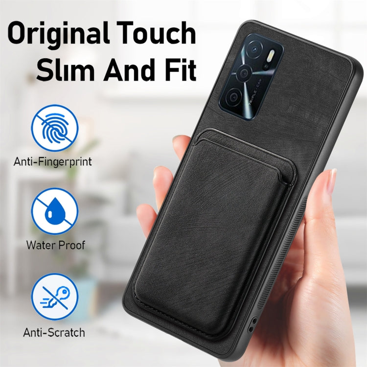For OPPO Reno7 4G Retro Leather Card Bag Magnetic Phone Case(Black) - OPPO Cases by PMC TechLife | Online Shopping South Africa | PMC TechLife | Buy Now Pay Later Mobicred