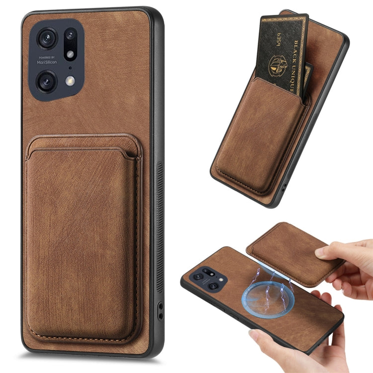 For OPPO Find X5 Pro Retro Leather Card Bag Magnetic Phone Case(Brown) - free shipping - PMC TechLife - Order now!